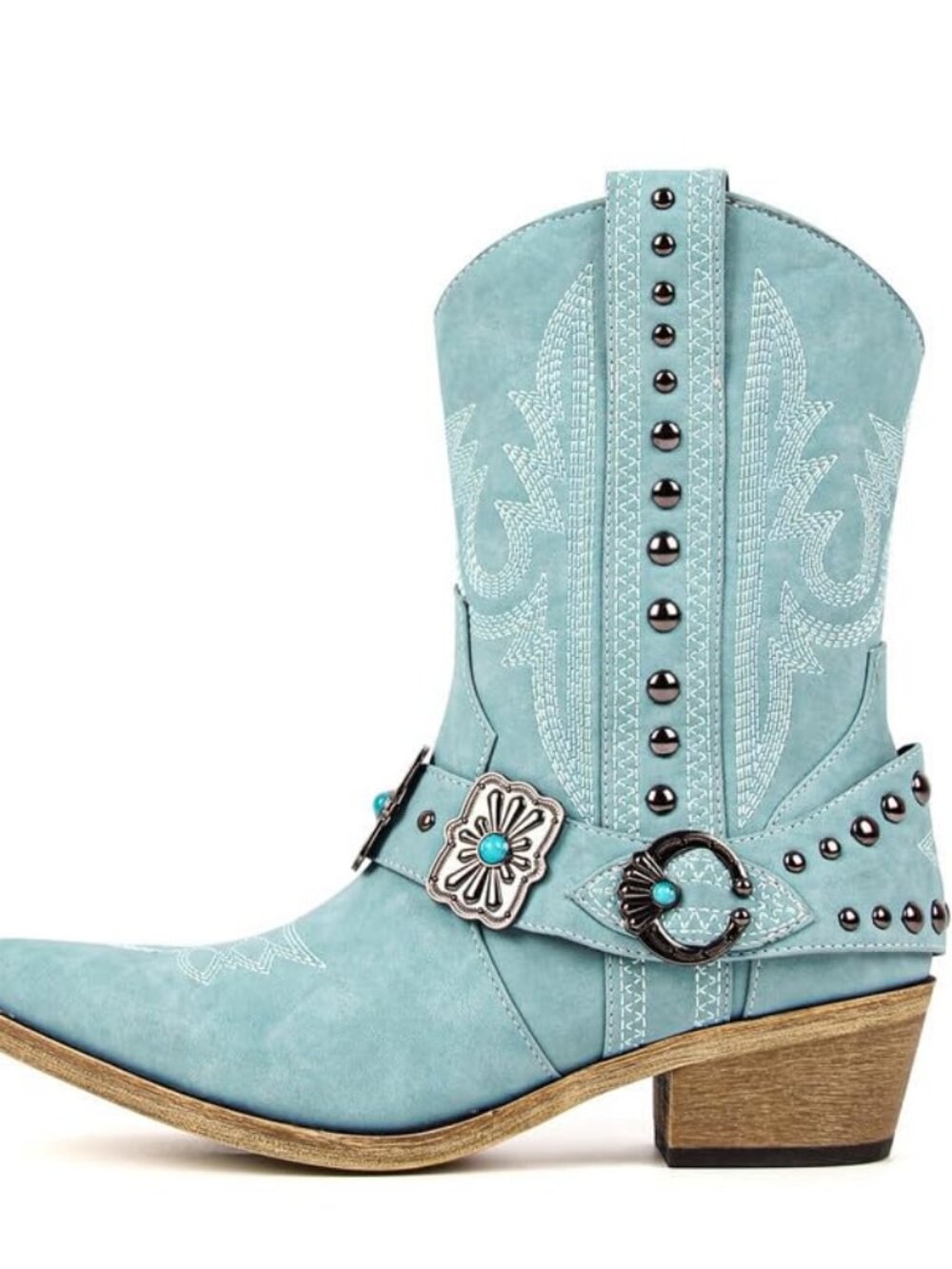 Cowgirl Western Boots for Women Ankle High Embroidery Pointed Toe Cowboy Rodeo